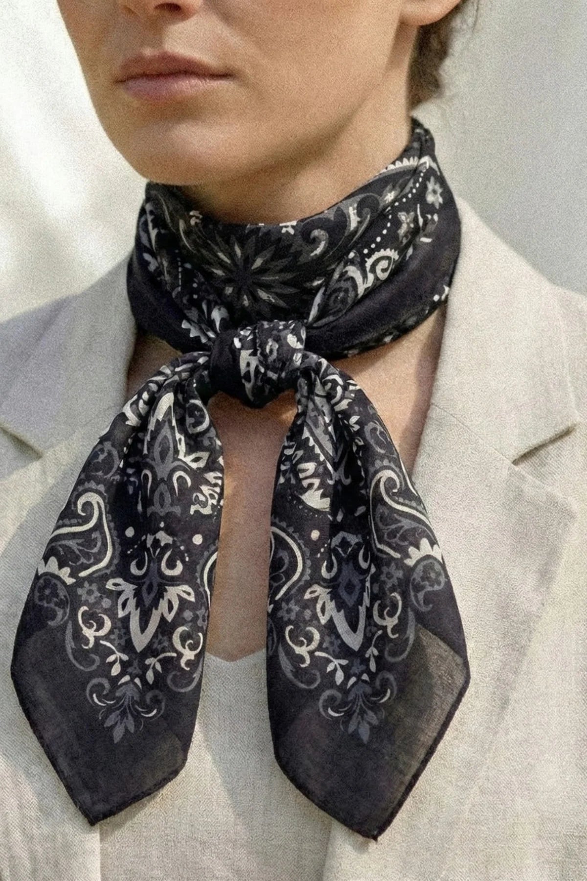 MAISON LECOMTE FLAMANT cotton scarf "Bandana" sand