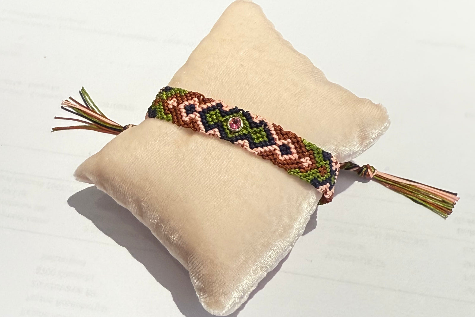 TAMARA TAICHMANN Baumwollarmband "MAYA" rose/army