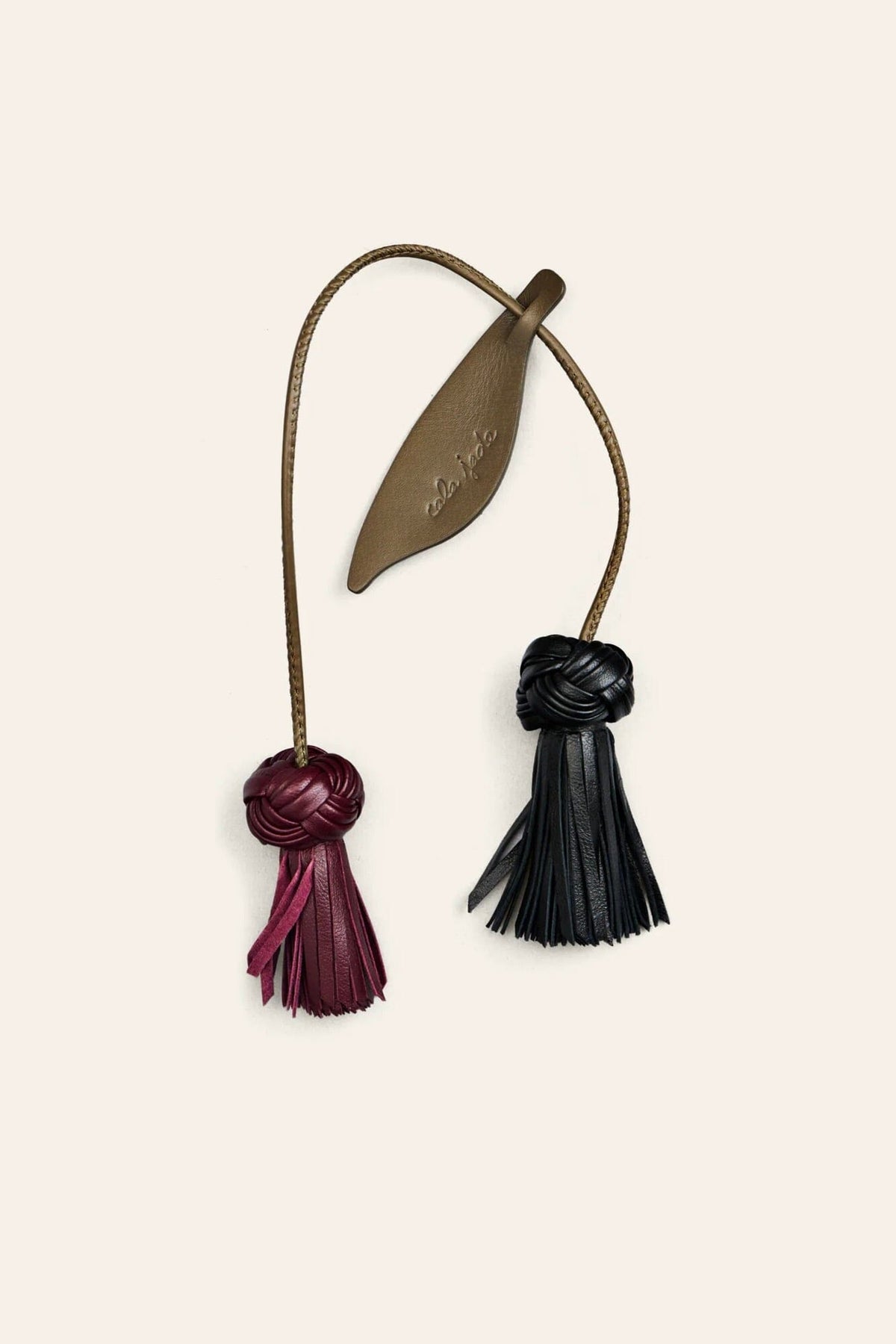 CALAJADE Ledercharm "FLOWER" kombu green/black/merlot