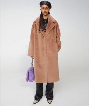 STAND STUDIO Fake Fur Mantel camel - Gr. XS/S