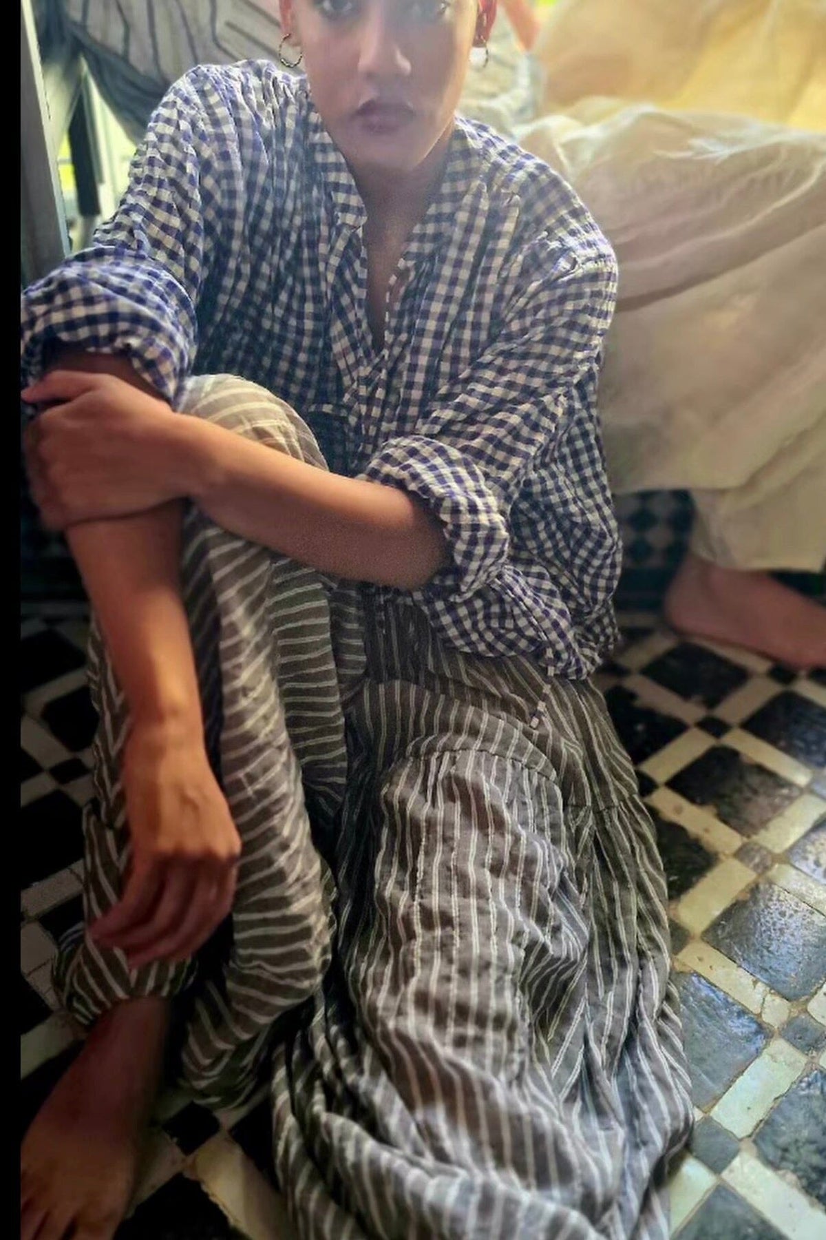 CLARAMONTE cotton kaftan "ALI" blue stripe