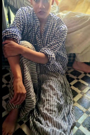 CLARAMONTE cotton kaftan "ALI" blue stripe