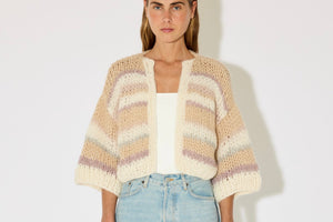 MAIAMI short sleeve cardigan "ALPACA" beige