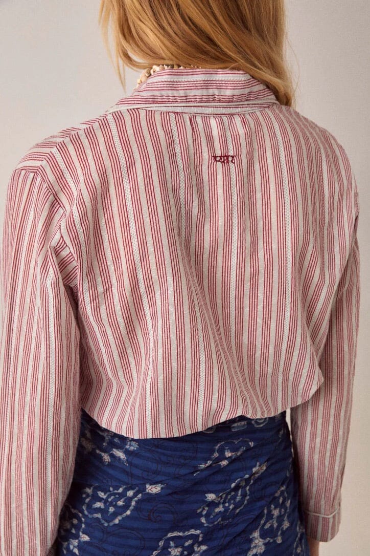 MAISON HOTEL Baumwollbluse "DADA" wine stripe