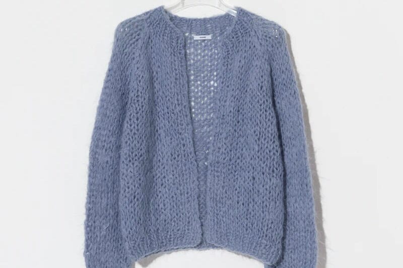 MAIAMI Shaggy Alpaca Fine Cardigan grey - blue