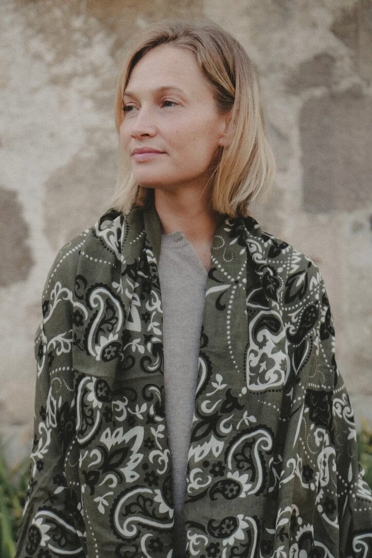 MAISON LECOMTE FLAMANT Wool/Cashmere "Cape" large khaki