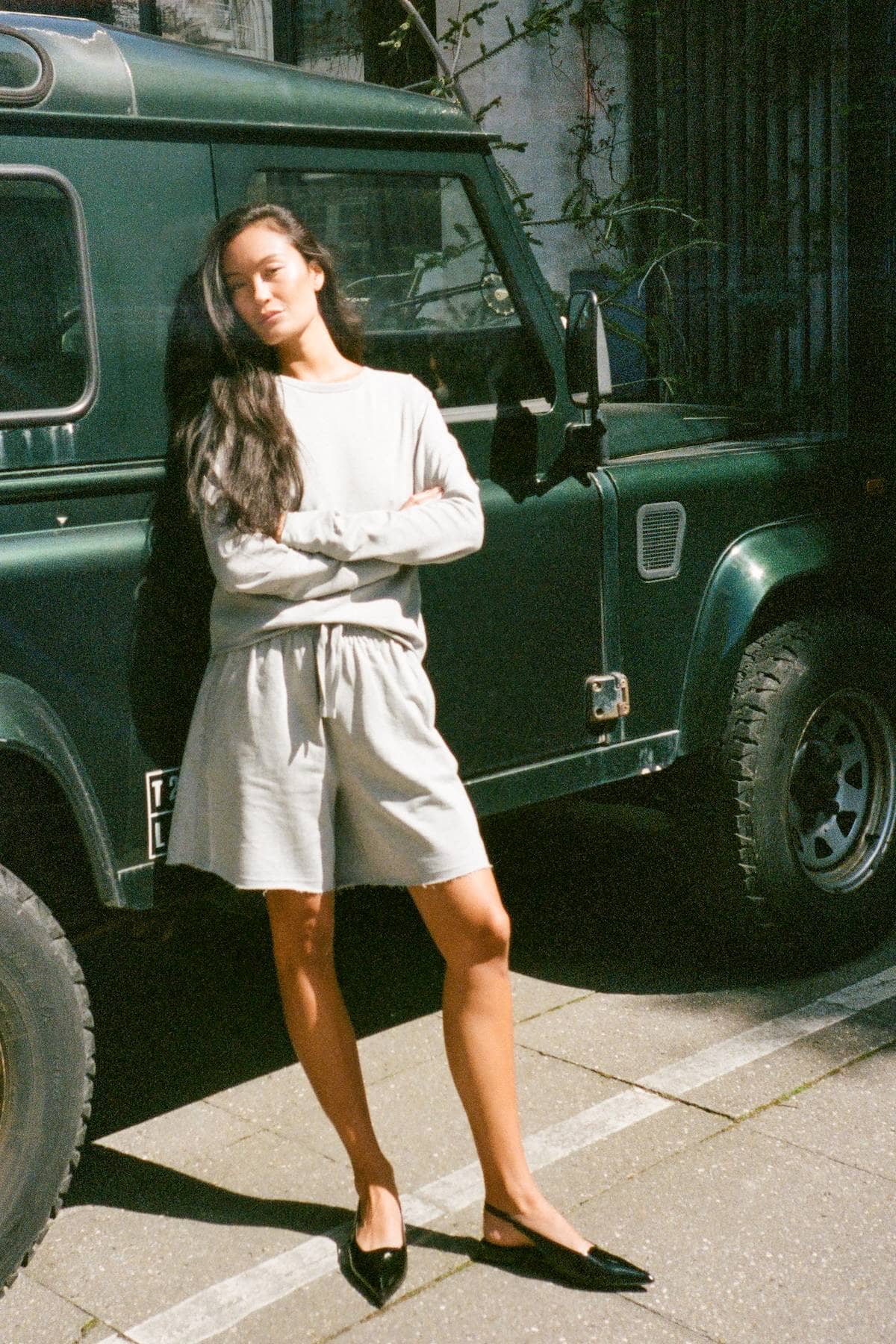 RABENS SALONER Baumwolle Shorts "CAITLIN" grey melange