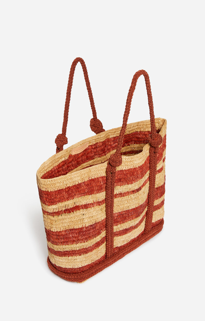VANESSA BRUNO Raffia Basic Tote Size L brown/sand