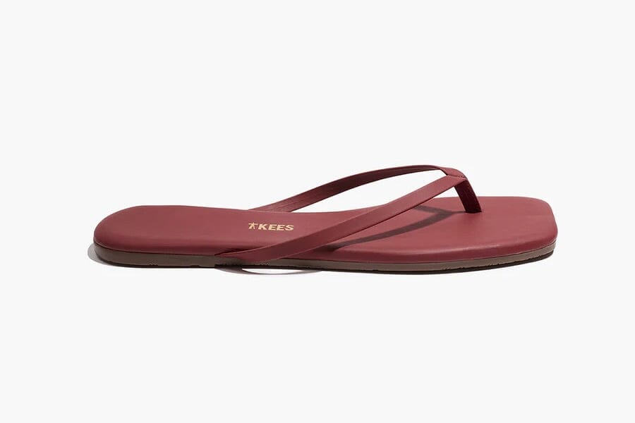 TKEES Leder Flip Flop "SQUARE" burgundy