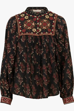MAISON HOTEL Baumwollbluse "SCARLET" black coffee
