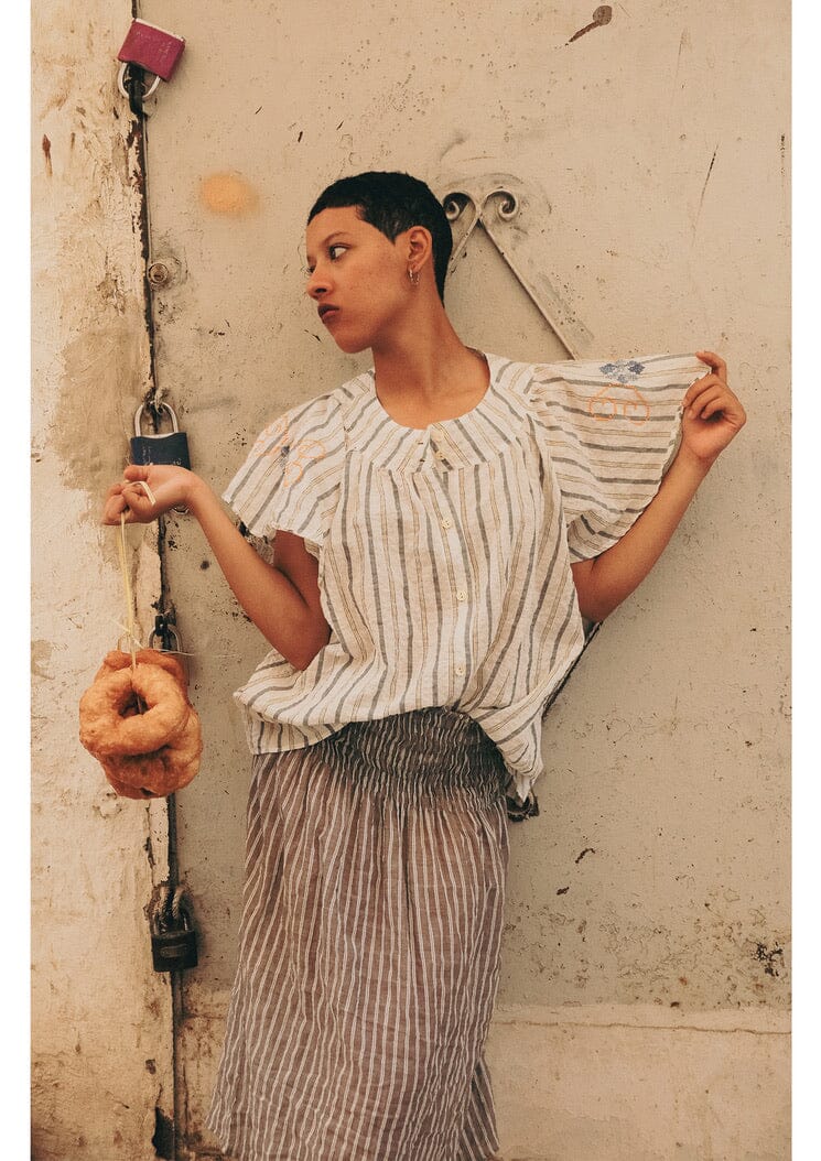 CLARAMONTE cotton blouse "Nina" patch black