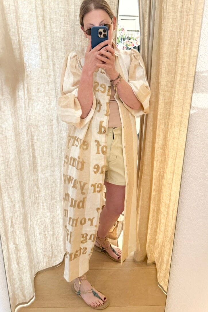 KARIEN BELLE Kimono Kleid "POETRY" stripe beige