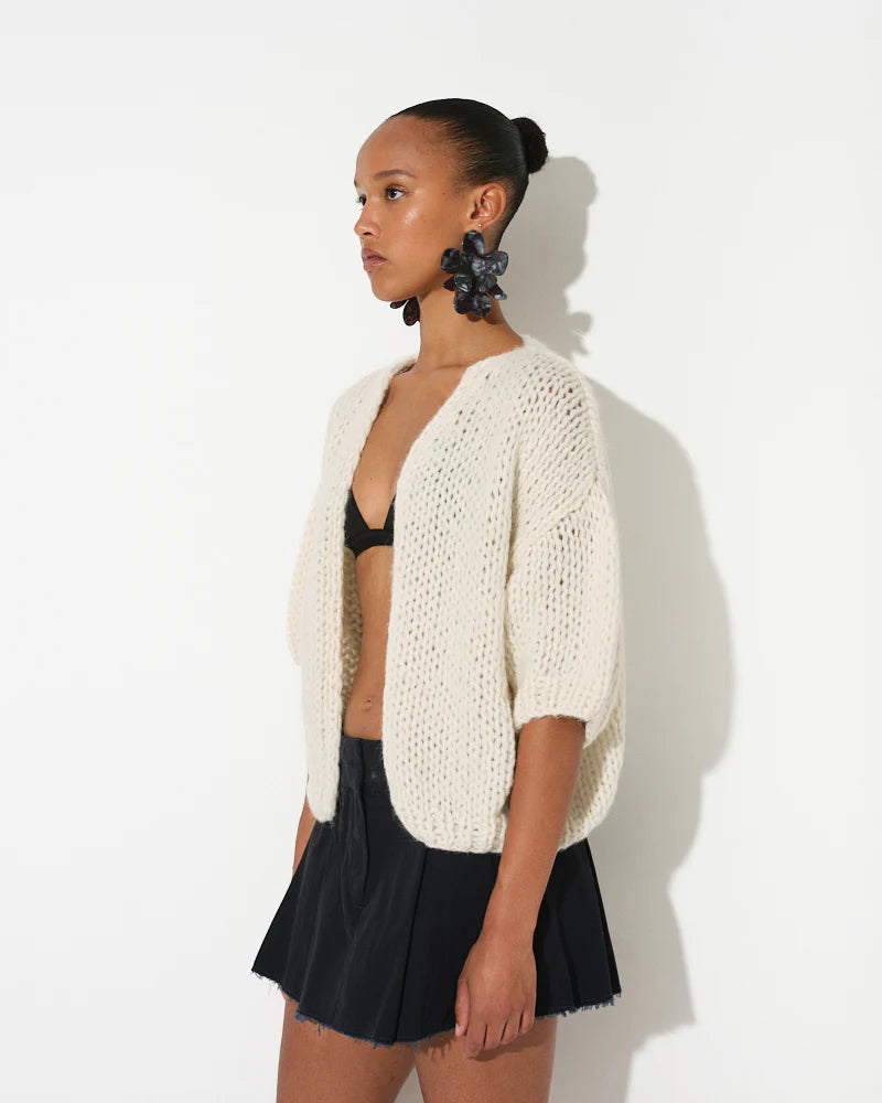 MAIAMI short sleeve cardigan "ALPACA" cinnamon