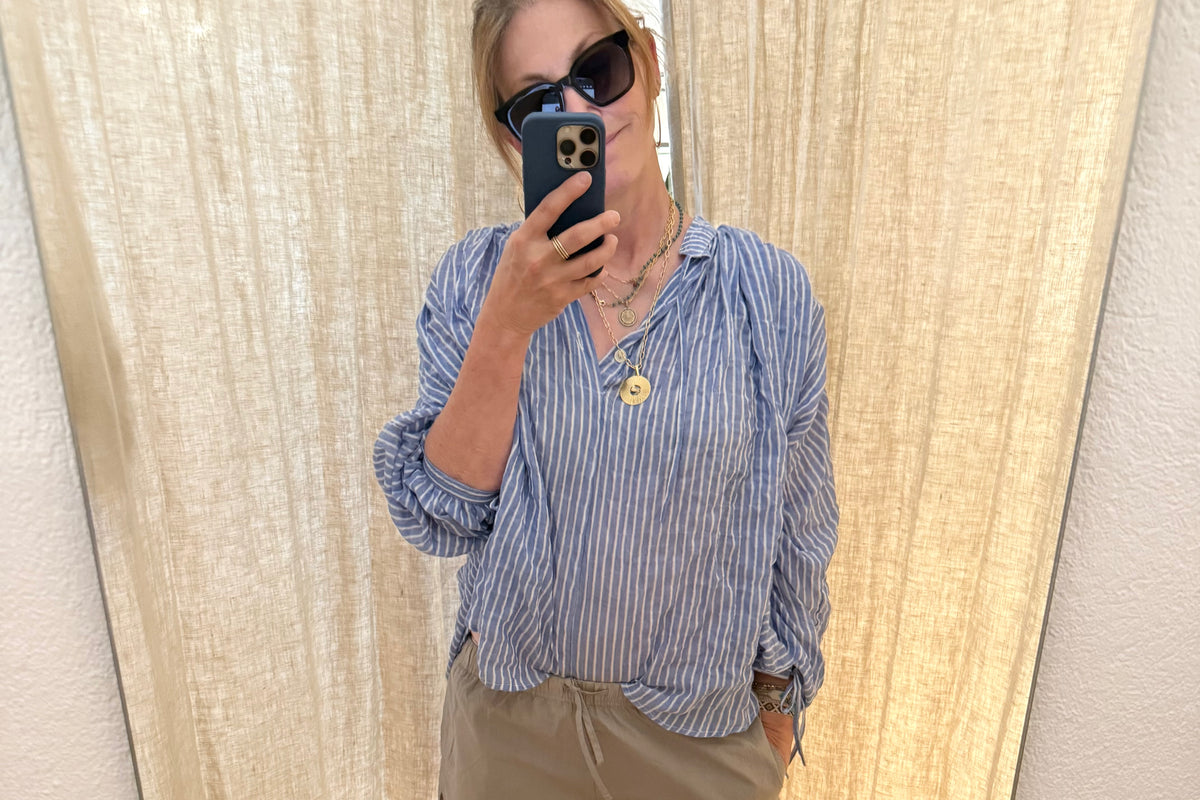 CLARAMONTE Baumwollbluse "NAILA" blue stripe