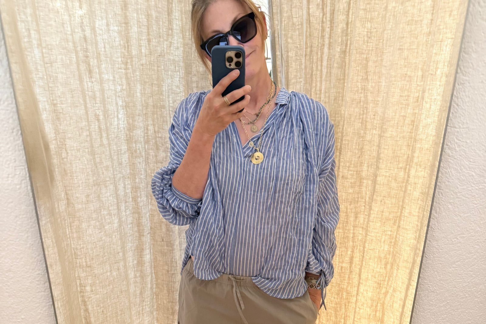 CLARAMONTE Baumwollbluse "NAILA" blue stripe