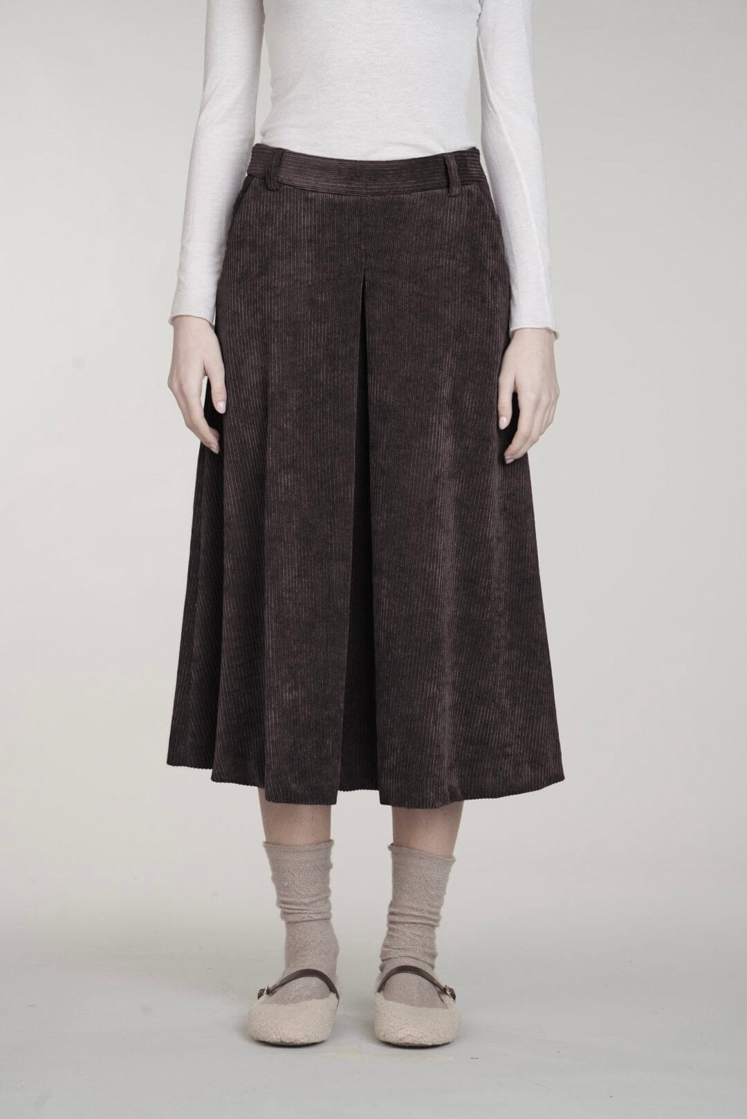 VIA MASINI Velourcord Jupe "CARA" chocolat