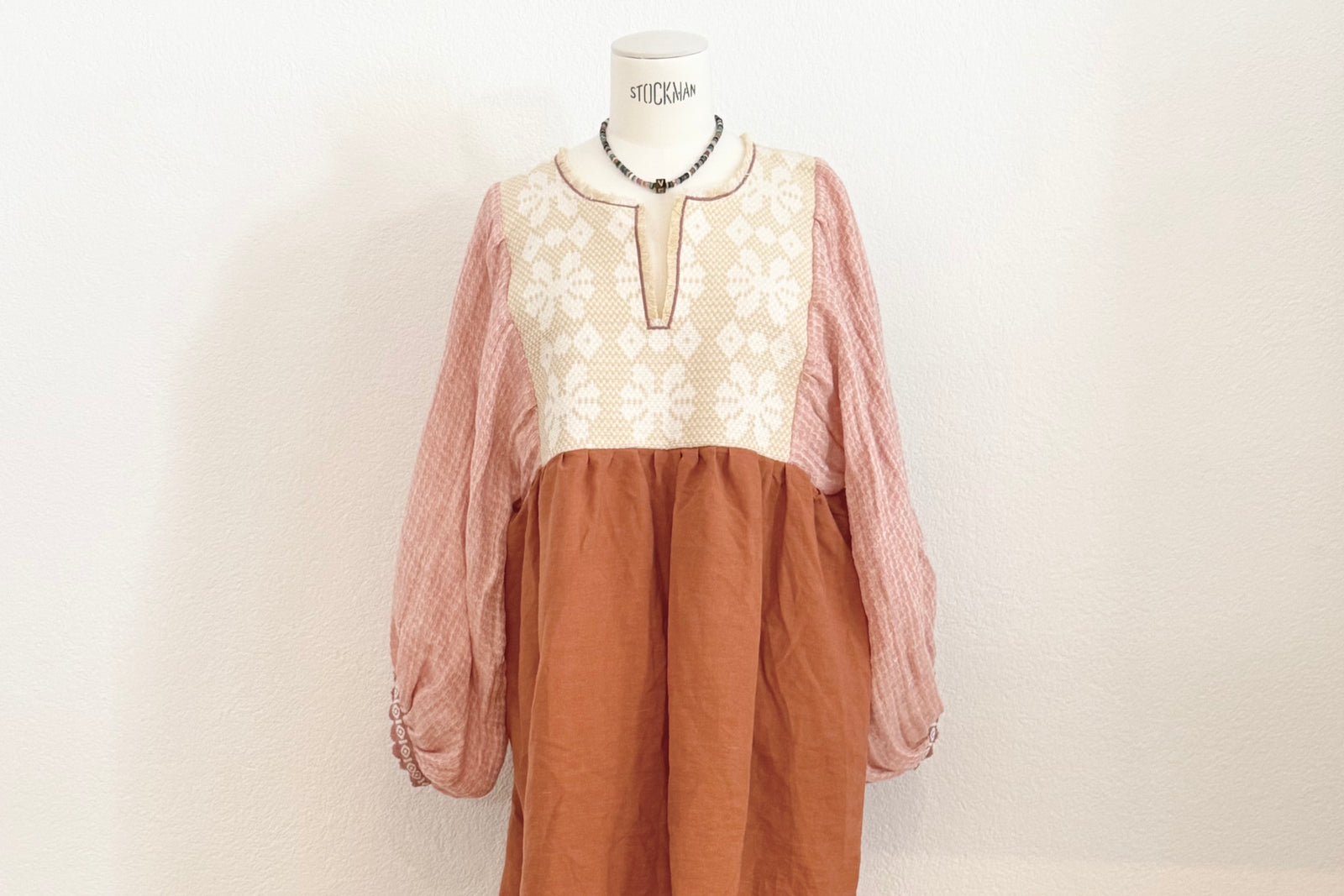 NINA LEUCA Baumwoll/Leinenkleid "ESTELLE" ocre