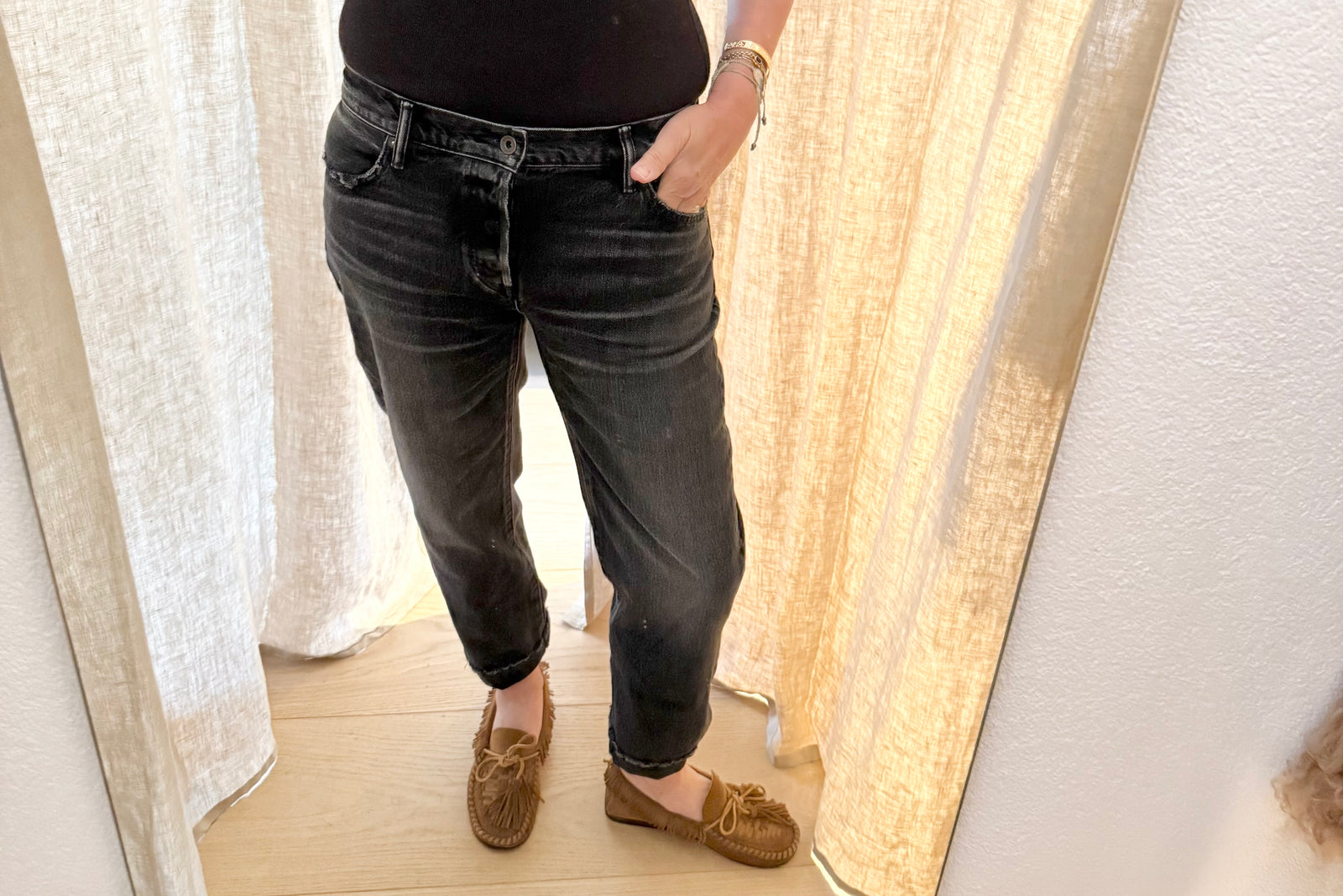 BORO Denim Cropped Jeans "SAPPORO" black wash