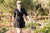 LOVE SHACK FANCY Baumwollkleid "CLOVIS" schwarz
