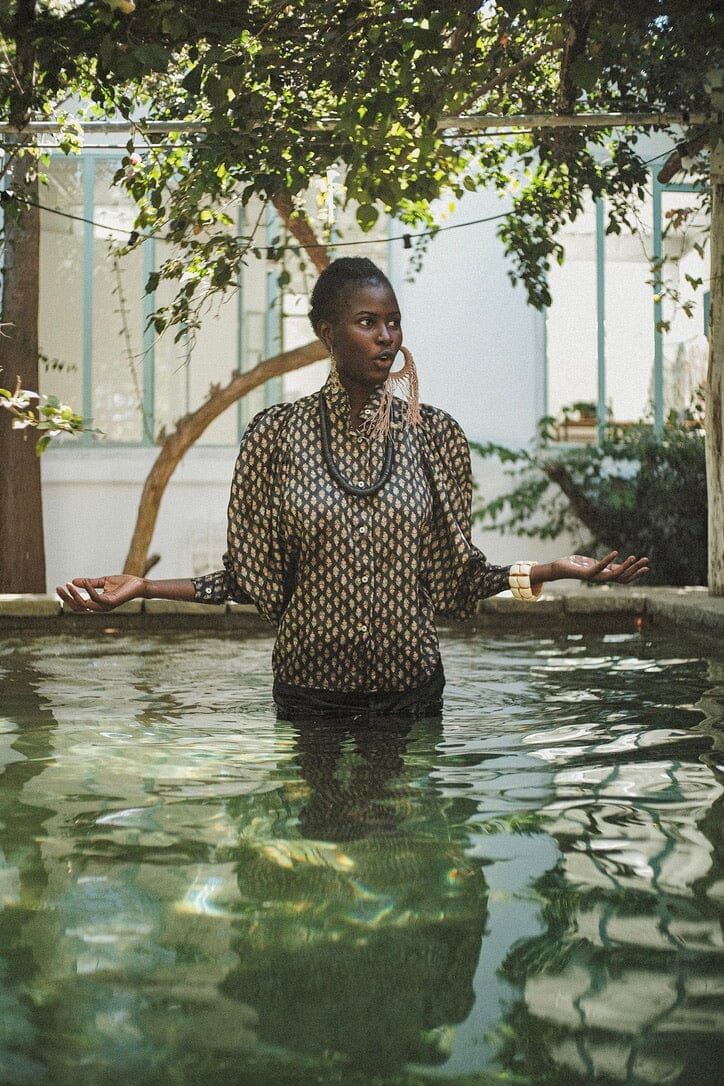 CLARAMONTE Baumwollbluse "Klaus" stripe sand