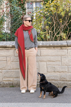 Choice by Réjane Rosenberger Cashmere Poncho ohne Fransen tomato
