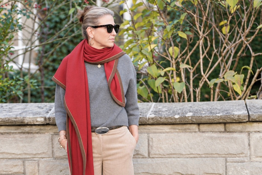 Choice by Réjane Rosenberger Cashmere Poncho ohne Fransen tomato