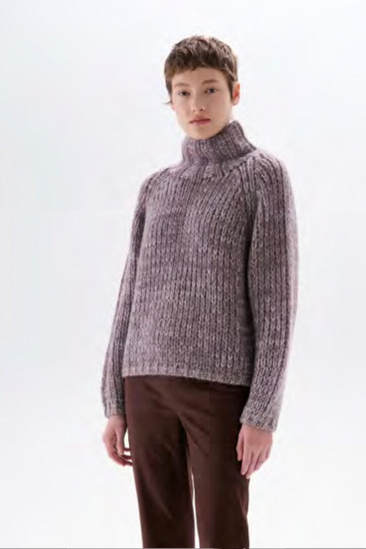 FFC Stehkragen Pullover  "14057" chiné aubergine