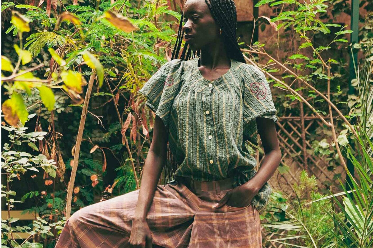 CLARAMONTE Baumwollbluse "AMAZIGH" tatoo green