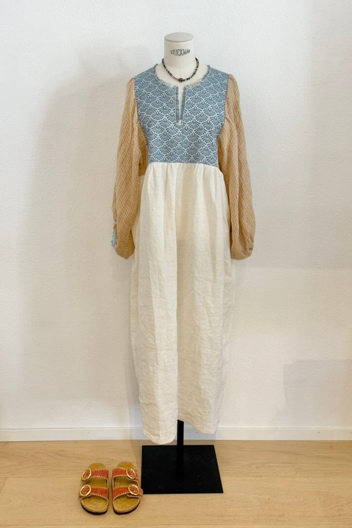 NINA LEUCA Baumwoll/Leinenkleid "ESTELLE" offwhite