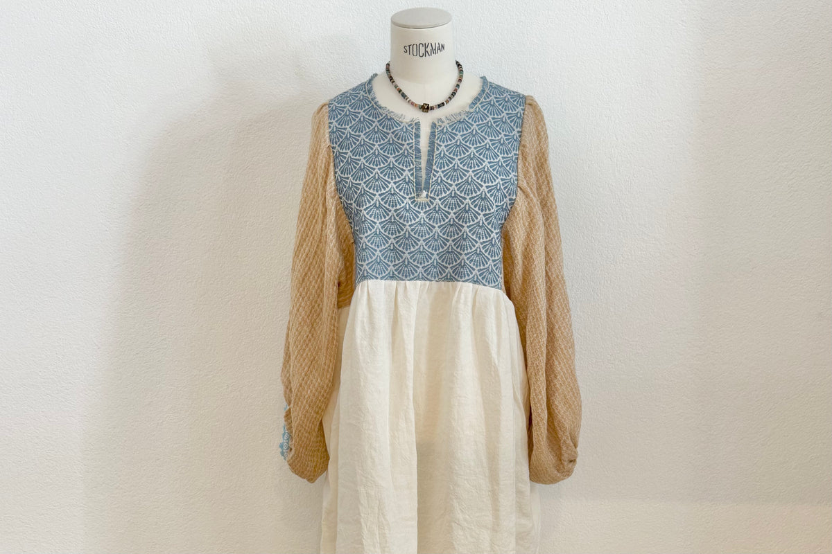 NINA LEUCA Baumwoll/Leinenkleid "ESTELLE" offwhite