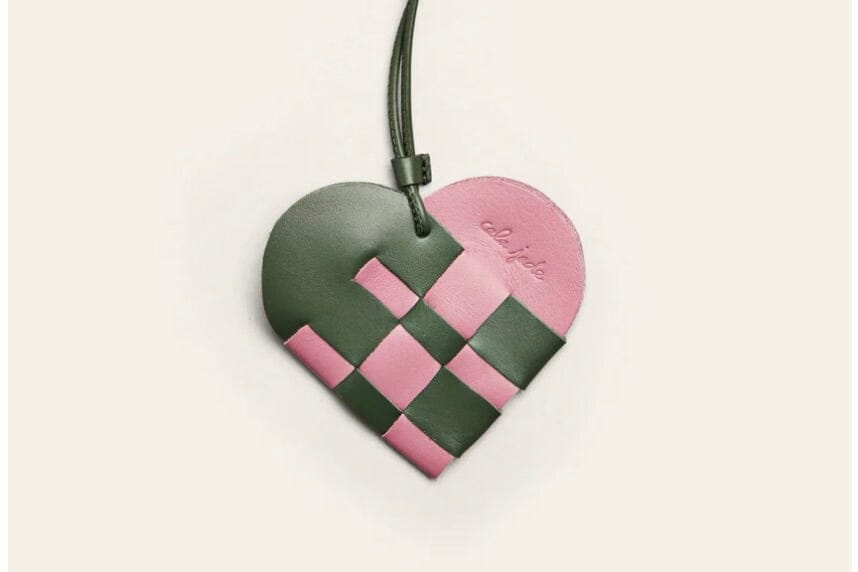 CALAJADE Ledercharm "HEART" green/rose