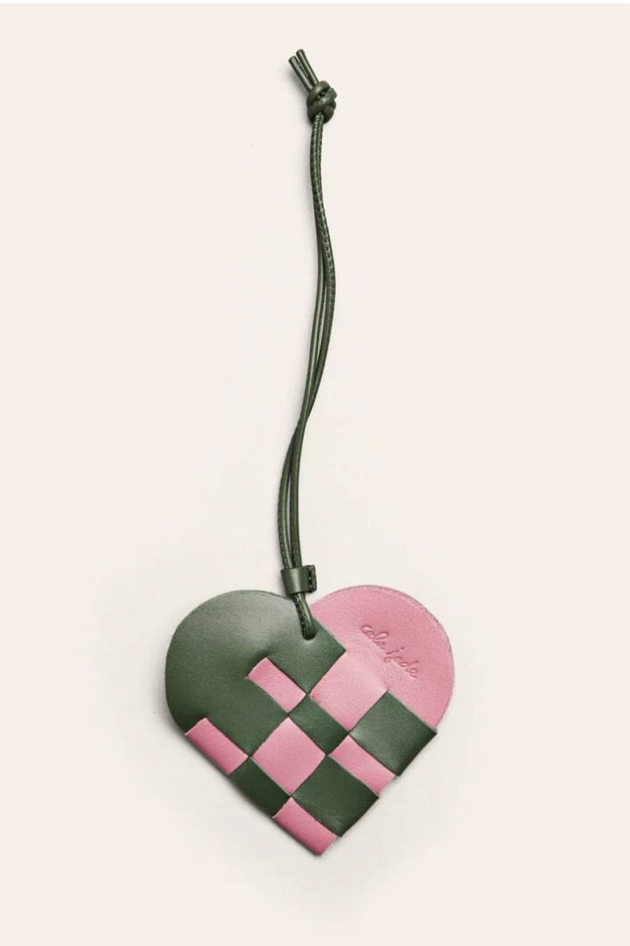 CALAJADE Ledercharm "HEART" green/rose