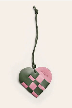 CALAJADE Ledercharm "HEART" green/rose