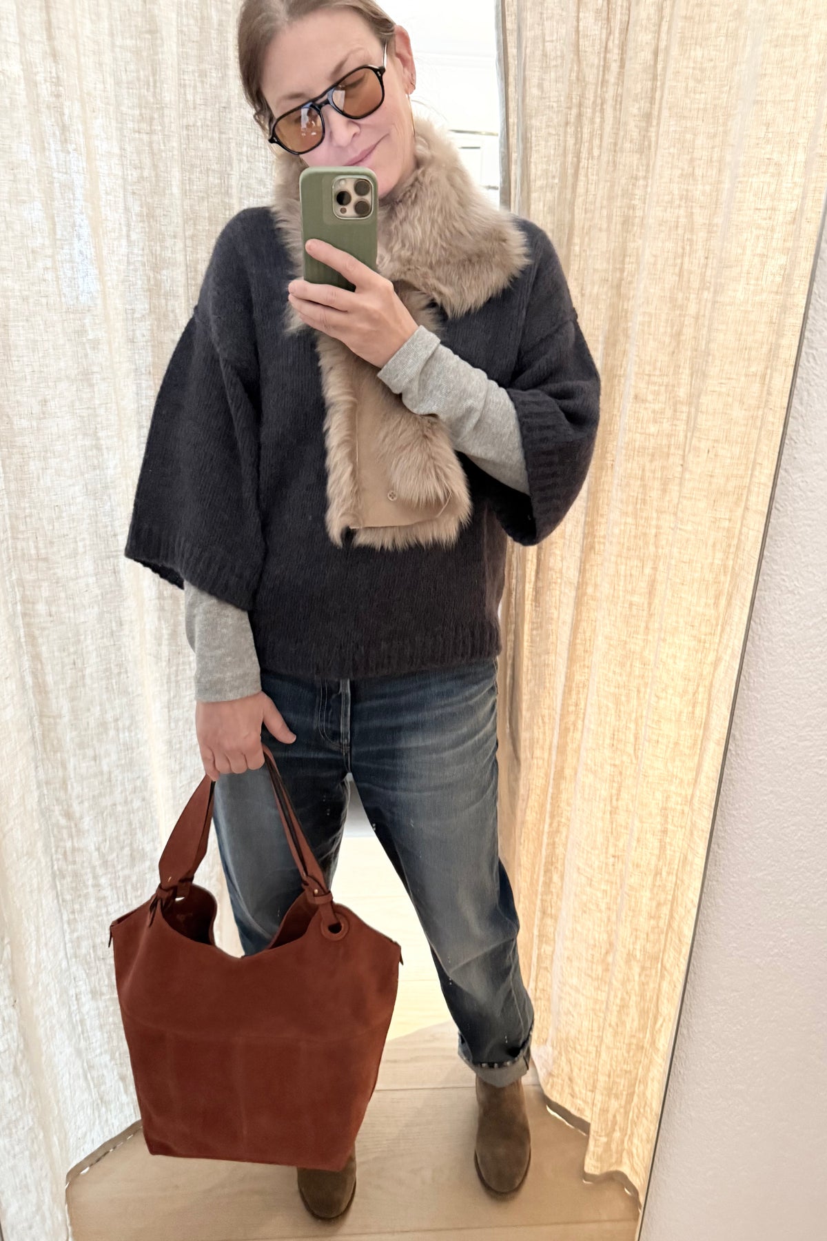 CALAJADE Leather shopper "MISU" L - black