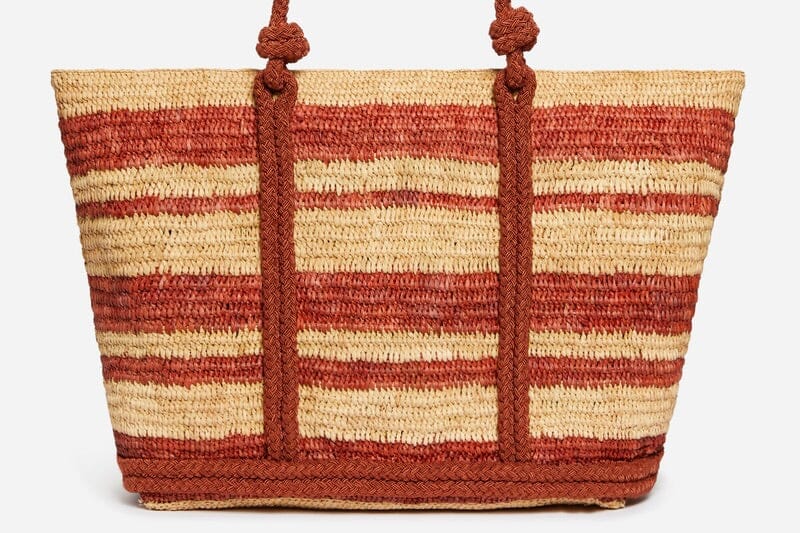 VANESSA BRUNO Raffia Basic Tote Size L brown/sand