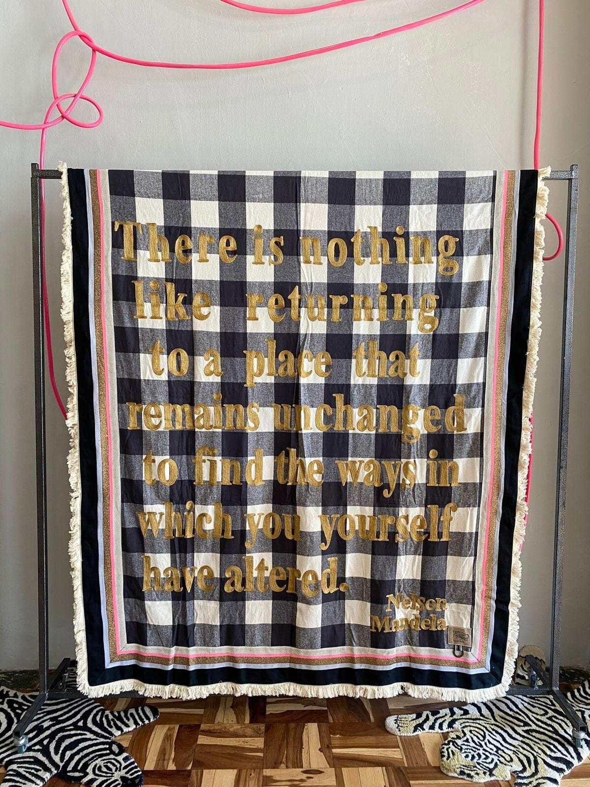 KARIEN BELLE WOOL Plaid "POETRY" black/off-white