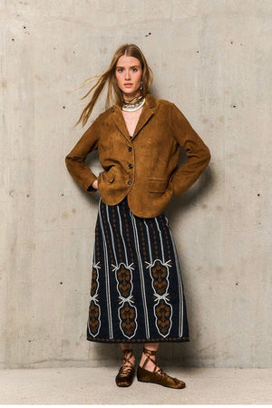 STELLA FOREST Midijupe "GWEN" noir/cinnamon