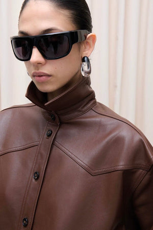 HAIKURE Leder Hemd "BELTY" choco