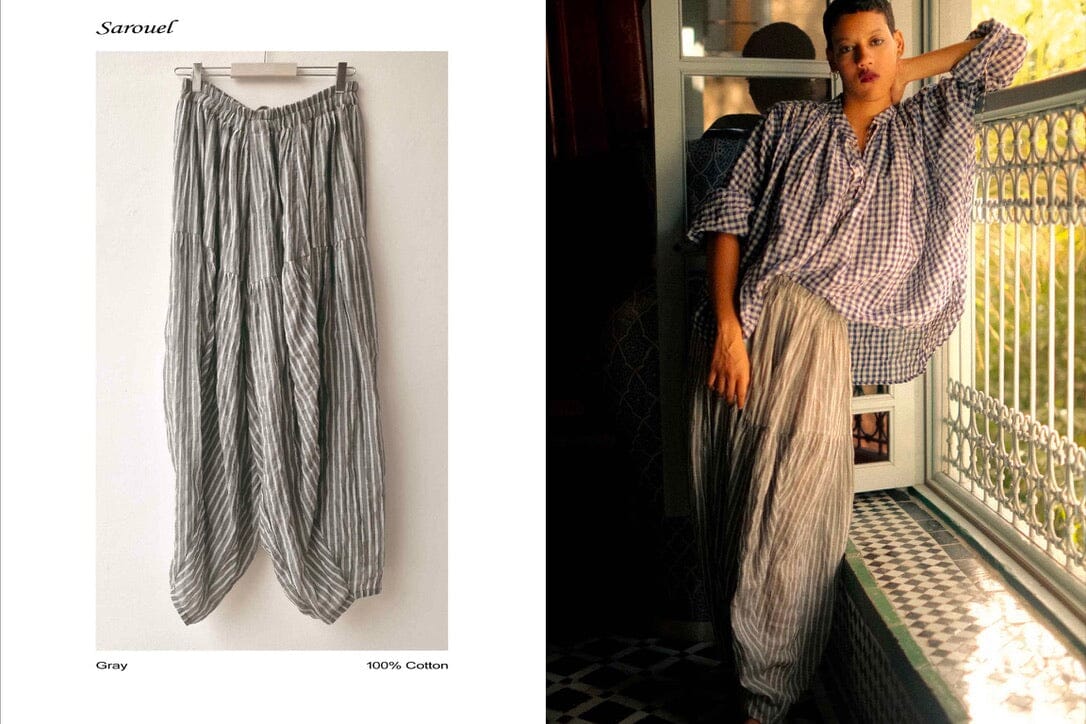 CLARAMONTE cotton kaftan "ALI" blue stripe