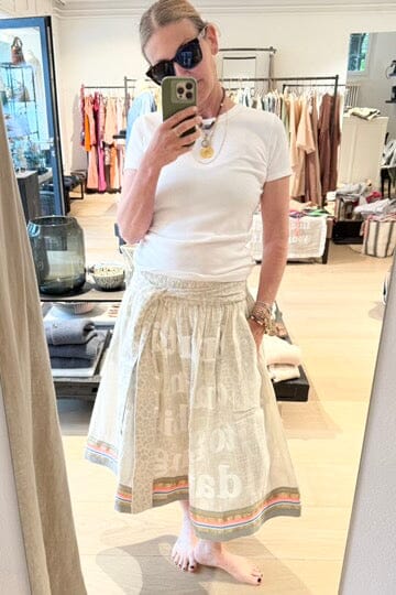 KARIEN BELLE Midi Skirt "POETRY" creme/rot