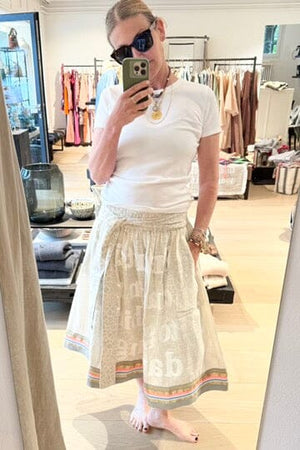 KARIEN BELLE Midi Skirt "POETRY" creme/rose