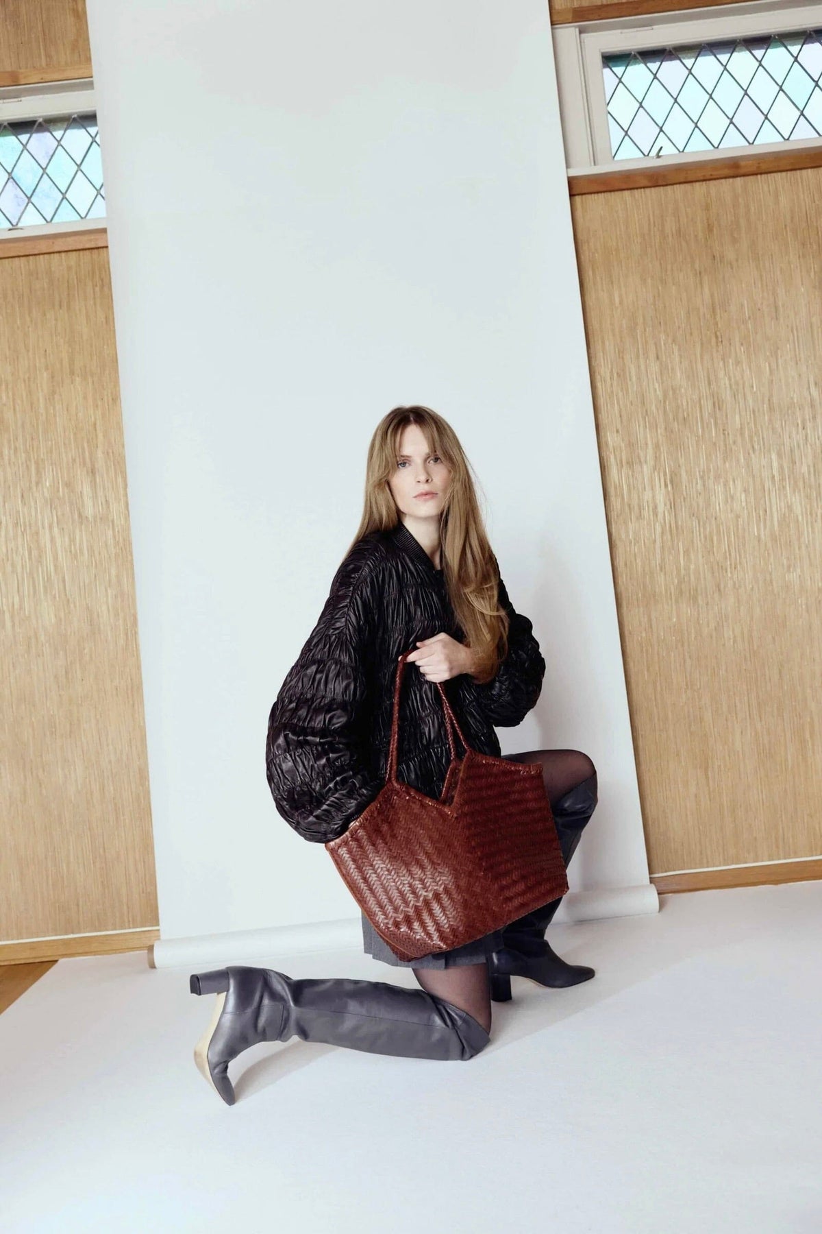 CALAJADE Leather shopper "MISU" L - black