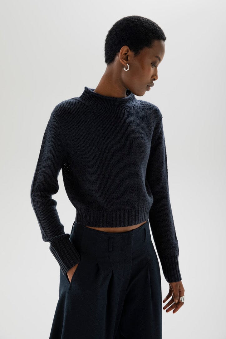 FFC Rundhalspullover Mid-Strickpullover "14024" night blue