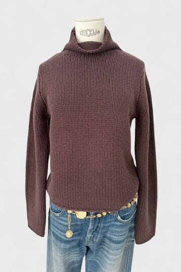 FFC Stehkragen Pullover  "14086" aubergine/braun