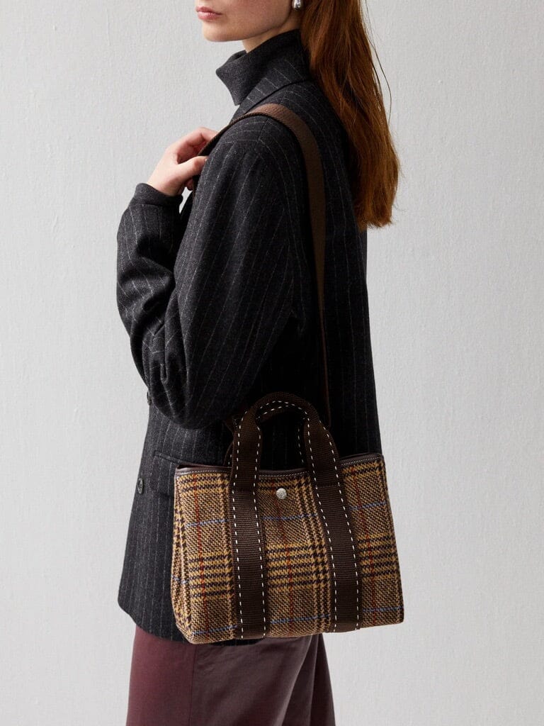 Flanneltasche "Traversée" small chocolat carro