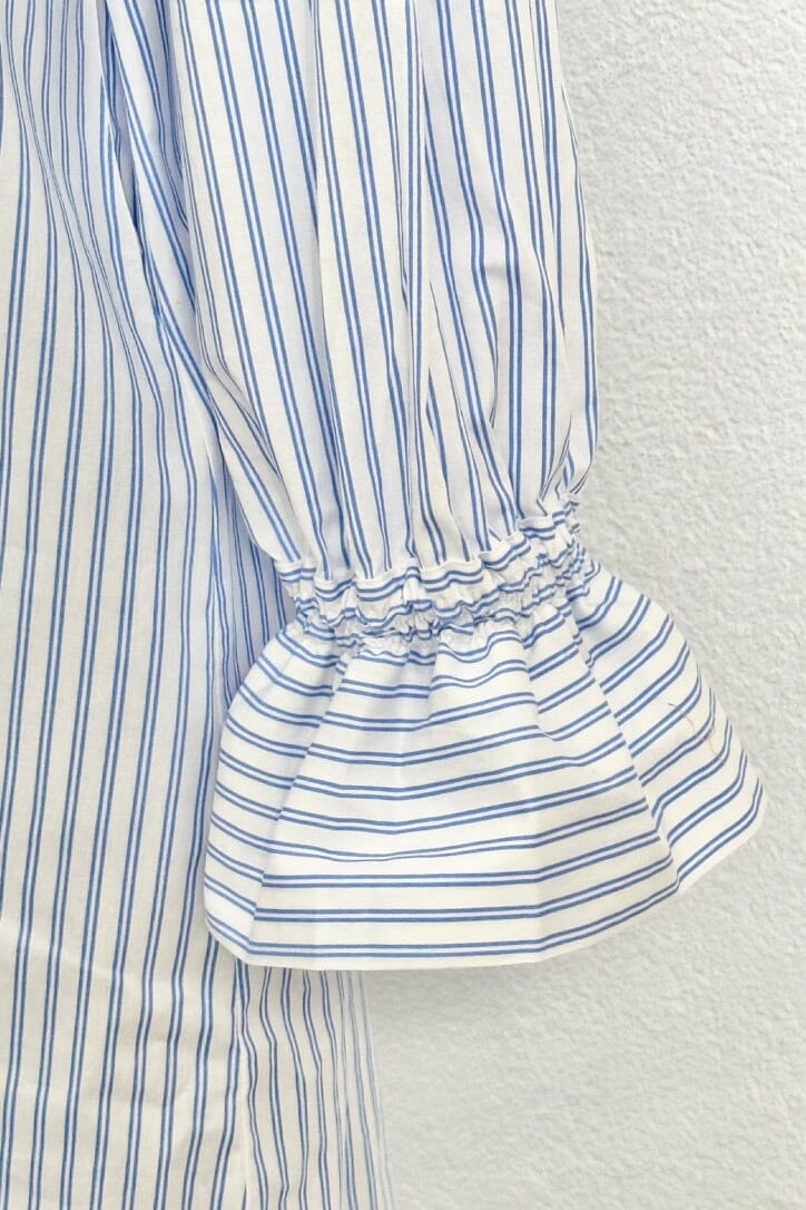 OWL Marrakech Long Shirtkleid "Reiki" langarm blue stripe