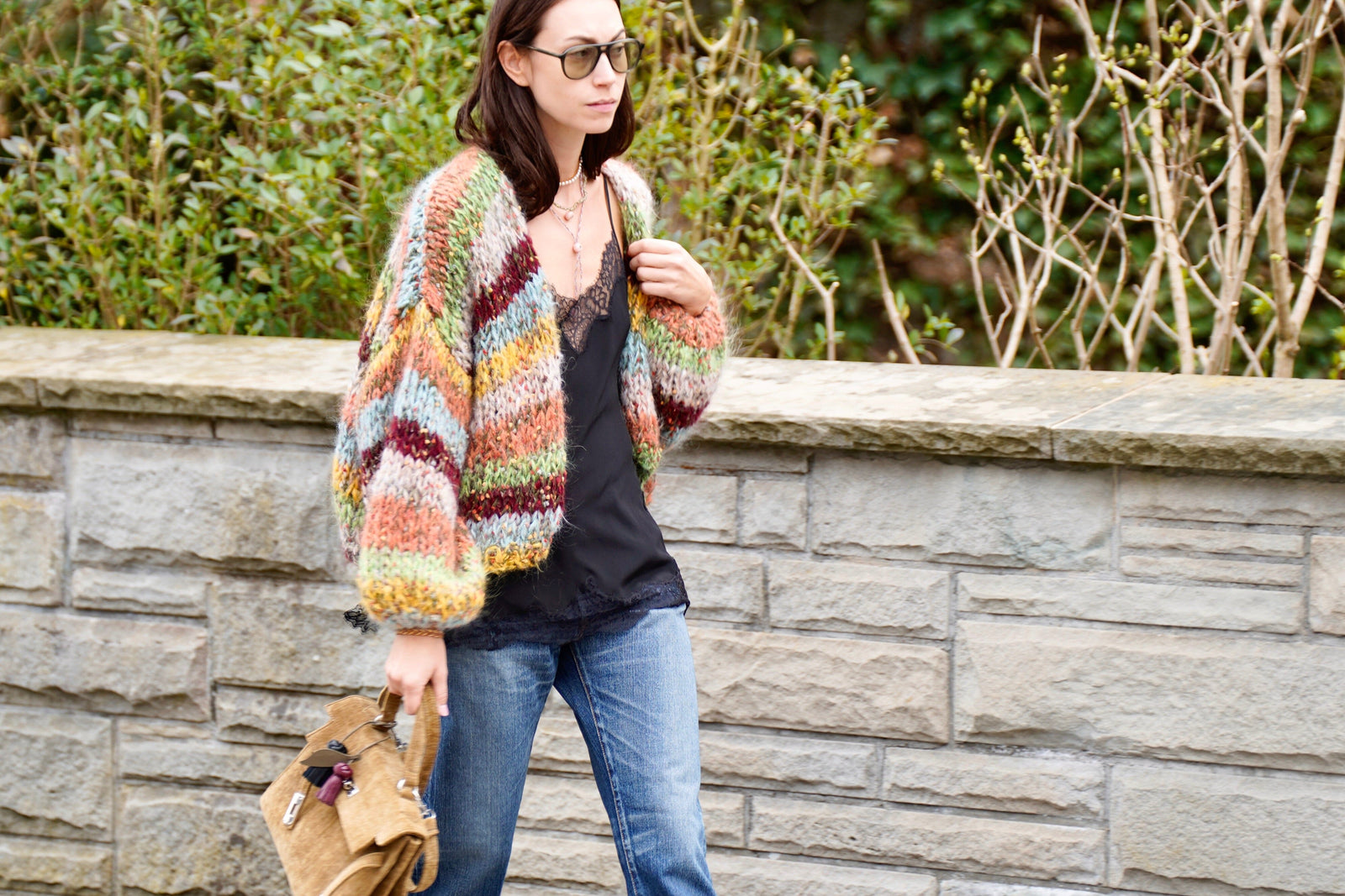 E WITH LOVE Handknit Jacke "INAYA" mix spring