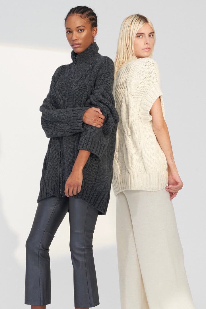 VIA MASINI Strickjacke "Zip" antracite