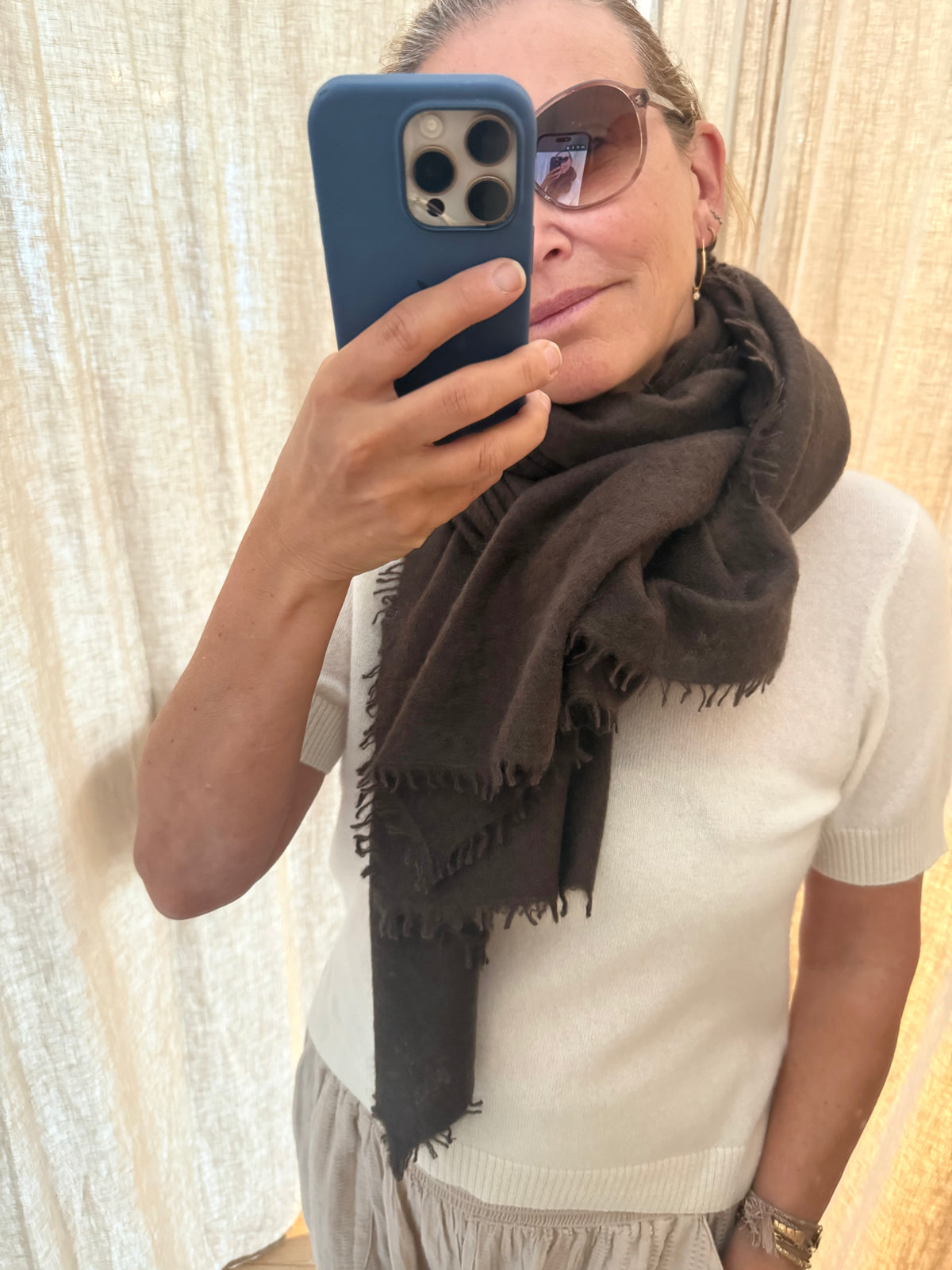 Choice by Réjane Rosenberger cashmere scarf gray méliert (MS-70027)