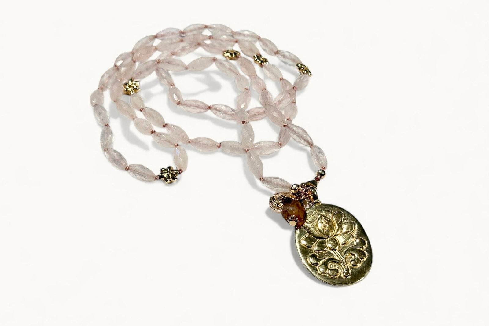 REJANE ROSENBERGER DESIGN Rosenquarzkette "Lotus" oval